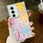 For Samsung Galaxy S23 FE 5G Electroplating Laser Flower Texture TPU Phone Case(Peach Blossom AH4) - 1