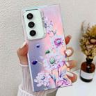For Samsung Galaxy S23 FE 5G Electroplating Laser Flower Texture TPU Phone Case(Zinnia AH9) - 1