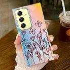 For Samsung Galaxy A34 5G Electroplating Laser Flower Texture TPU Phone Case(Drawn Flowers AH3) - 1