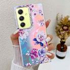 For Samsung Galaxy A34 5G Electroplating Laser Flower Texture TPU Phone Case(Peony AH11) - 1