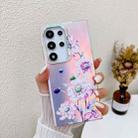 For Samsung Galaxy S23 Ultra 5G Electroplating Laser Flower Texture TPU Phone Case(Zinnia AH9) - 1