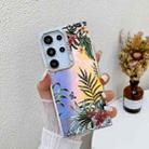 For Samsung Galaxy S23 Ultra 5G Electroplating Laser Flower Texture TPU Phone Case(Leaves AH12) - 1