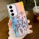 For Samsung Galaxy S23+ 5G Electroplating Laser Flower Texture TPU Phone Case(Drawn Flowers AH3) - 1