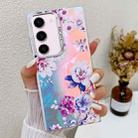 For Samsung Galaxy S23+ 5G Electroplating Laser Flower Texture TPU Phone Case(Peony AH11) - 1