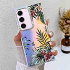 For Samsung Galaxy S23+ 5G Electroplating Laser Flower Texture TPU Phone Case(Leaves AH12) - 1