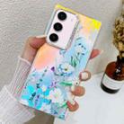 For Samsung Galaxy S23+ 5G Electroplating Laser Flower Texture TPU Phone Case(Blue Flower AH8) - 1