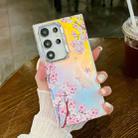 For Samsung Galaxy S22 Ultra 5G Electroplating Laser Flower Texture TPU Phone Case(Peach Blossom AH4) - 1