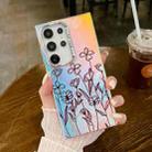 For Samsung Galaxy S22 Ultra 5G Electroplating Laser Flower Texture TPU Phone Case(Drawn Flowers AH3) - 1