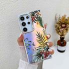 For Samsung Galaxy S22 Ultra 5G Electroplating Laser Flower Texture TPU Phone Case(Leaves AH12) - 1
