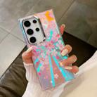 For Samsung Galaxy S22 Ultra 5G Electroplating Laser Flower Texture TPU Phone Case(Pink Flower AH13) - 1