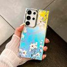 For Samsung Galaxy S22 Ultra 5G Electroplating Laser Flower Texture TPU Phone Case(Morning Glory AH16) - 1