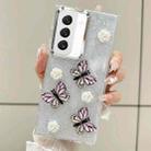 For Samsung Galaxy S22+ 5G Three-dimensional Butterfly Glitter TPU  Phone Case(Pink) - 1