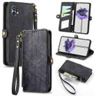 For Nothing Phone 1 Geometric Zipper Wallet Side Buckle Leather Phone Case(Black) - 1