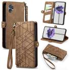 For Nothing Phone 1 Geometric Zipper Wallet Side Buckle Leather Phone Case(Brown) - 1