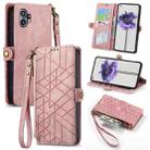 For Nothing Phone 1 Geometric Zipper Wallet Side Buckle Leather Phone Case(Pink) - 1