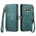 For Nothing Phone 2a Geometric Zipper Wallet Side Buckle Leather Phone Case(Green) - 1