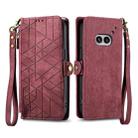 For Nothing Phone 2a Geometric Zipper Wallet Side Buckle Leather Phone Case(Red) - 1