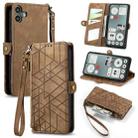 For Nothing CMF Phone 1 Geometric Zipper Wallet Side Buckle Leather Phone Case(Brown) - 1