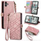 For Nothing CMF Phone 1 Geometric Zipper Wallet Side Buckle Leather Phone Case(Pink) - 1