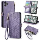 For Nothing CMF Phone 1 Geometric Zipper Wallet Side Buckle Leather Phone Case(Purple) - 1