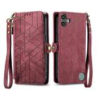 For Nothing CMF Phone 1 Geometric Zipper Wallet Side Buckle Leather Phone Case(Red) - 2