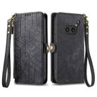 For Nothing Phone 2a Plus Geometric Zipper Wallet Side Buckle Leather Phone Case(Black) - 2