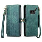 For Nothing Phone 2a Plus Geometric Zipper Wallet Side Buckle Leather Phone Case(Green) - 2