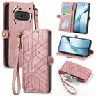 For Nothing Phone 3a Geometric Zipper Wallet Side Buckle Leather Phone Case(Pink) - 1