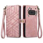 For Nothing Phone 3a Geometric Zipper Wallet Side Buckle Leather Phone Case(Pink) - 2