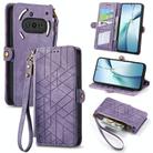 For Nothing Phone 3a Geometric Zipper Wallet Side Buckle Leather Phone Case(Purple) - 1