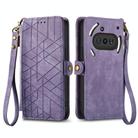 For Nothing Phone 3a Geometric Zipper Wallet Side Buckle Leather Phone Case(Purple) - 2