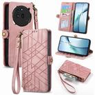 For Nothing Phone 3a Pro Geometric Zipper Wallet Side Buckle Leather Phone Case(Pink) - 1