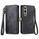 For OnePlus Nord CE 4 Geometric Zipper Wallet Side Buckle Leather Phone Case(Black) - 1