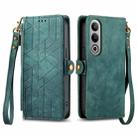 For OnePlus Nord CE 4 Geometric Zipper Wallet Side Buckle Leather Phone Case(Green) - 1