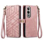 For OnePlus Nord CE 4 Geometric Zipper Wallet Side Buckle Leather Phone Case(Pink) - 1