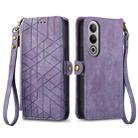 For OnePlus Nord CE 4 Geometric Zipper Wallet Side Buckle Leather Phone Case(Purple) - 1