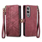 For OnePlus Nord CE 4 Geometric Zipper Wallet Side Buckle Leather Phone Case(Red) - 1