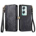 For OnePlus Nord N30 SE Geometric Zipper Wallet Side Buckle Leather Phone Case(Black) - 1