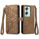 For OnePlus Nord N30 SE Geometric Zipper Wallet Side Buckle Leather Phone Case(Brown) - 1