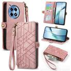 For OnePlus Ace 3 Pro Geometric Zipper Wallet Side Buckle Leather Phone Case(Pink) - 1