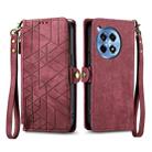 For OnePlus Ace 3 Pro Geometric Zipper Wallet Side Buckle Leather Phone Case(Red) - 2