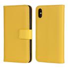 Leather Horizontal Flip Holster for iPhone X/XS with Magnetic Clasp and Bracket and Card Slot and Wallet(Yellow) - 1