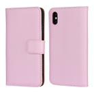 Leather Horizontal Flip Holster for iPhone X/XS with Magnetic Clasp and Bracket and Card Slot and Wallet(Pink) - 1