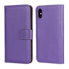 Leather Horizontal Flip Holster for iPhone X/XS with Magnetic Clasp and Bracket and Card Slot and Wallet(Purple) - 1