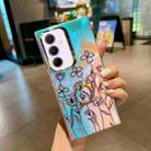 For Samsung Galaxy A35 5G Electroplating Laser Flower Ring Holder TPU Phone Case(Drawn Flowers AH3) - 1
