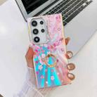 For Samsung Galaxy S24 Ultra 5G Electroplating Laser Flower Ring Holder TPU Phone Case(Pink Flower AH13) - 1