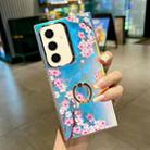 For Samsung Galaxy S24+ 5G Electroplating Laser Flower Ring Holder TPU Phone Case(Peach Blossom AH4) - 1