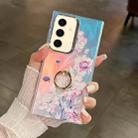 For Samsung Galaxy S24+ 5G Electroplating Laser Flower Ring Holder TPU Phone Case(Zinnia AH9) - 1