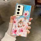 For Samsung Galaxy S24+ 5G Electroplating Laser Flower Ring Holder TPU Phone Case(Cosmos Flower AH7) - 1