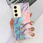 For Samsung Galaxy S24+ 5G Electroplating Laser Flower Ring Holder TPU Phone Case(Lavender AH14) - 1